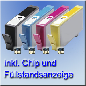 4er Patronen-Set für <b>HP</b> Drucker mit <b>Chip</b>